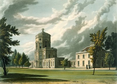 Eksteriør av The Astronomical Observatory, illustrasjon fra History of Oxford, gravert av Joseph Constantine Stadler (fl.1780-1813) pub. av R. Ackermann, 1813 (akvatint) av William Westall