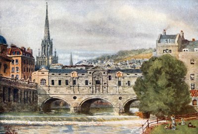 Bath, Pulteney Bridge (farge litho) av William Wiehe Collins