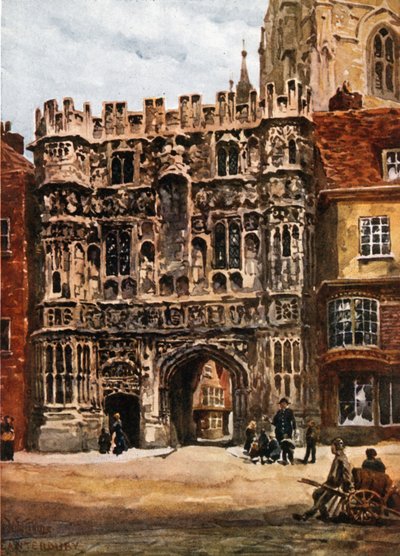 Canterbury, Christchurch Gateway (farge litho) av William Wiehe Collins