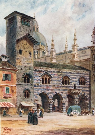 Como. Brotello og katedralen (farge litho) av William Wiehe Collins