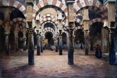 Cordoba, indre av Mesquita (farge litho) av William Wiehe Collins