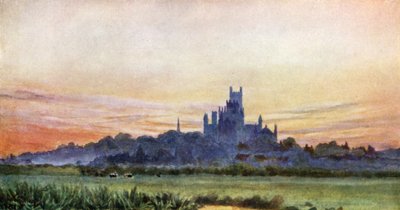 Ely from the Fens (farge litho) av William Wiehe Collins