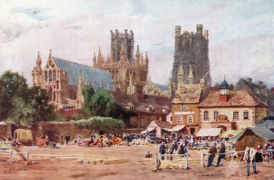 Ely, markedsplassen (farge litho) av William Wiehe Collins