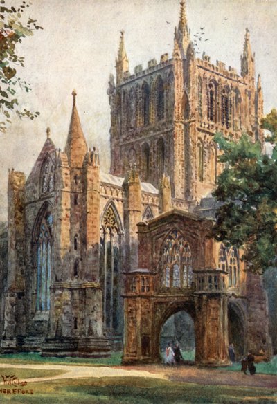 Hereford, North Transept (farge litho) av William Wiehe Collins