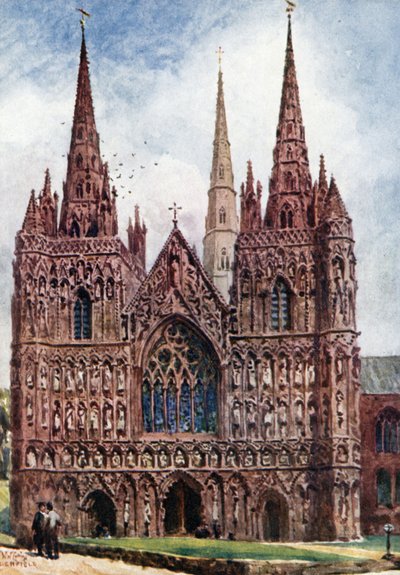 Lichfield, vestfronten (farge litho) av William Wiehe Collins