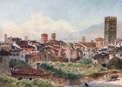 Lucca. Fra bymurene (farge litho) av William Wiehe Collins