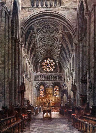 Oxford, Christchurch. Interiør av skipet (farge litho) av William Wiehe Collins