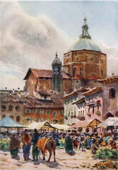 Pavia. Katedralen (farge litho) av William Wiehe Collins