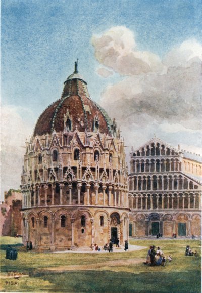 Pisa. Baptisteriet (farge litho) av William Wiehe Collins