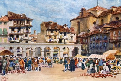 Segovia, Plaza Mayor (farge litho) av William Wiehe Collins