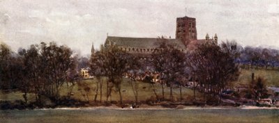 St. Albans fra murene til gamle Verulam (farge litho) av William Wiehe Collins