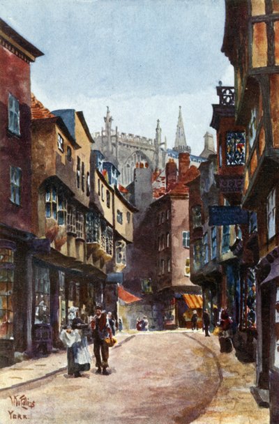 York, Stonegate (farge litho) av William Wiehe Collins