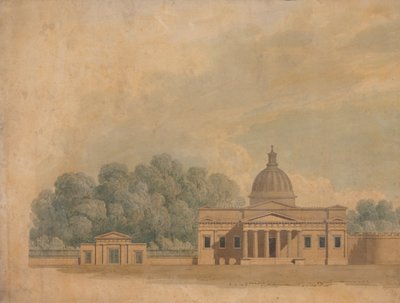 Forhøyning av en foreslått bygning for Downing College, Cambridge av William Wilkins