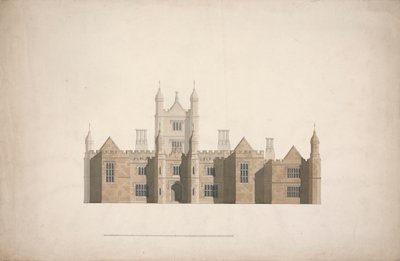 Forhøyning av et foreslått design for Cambridge Colleges av William Wilkins