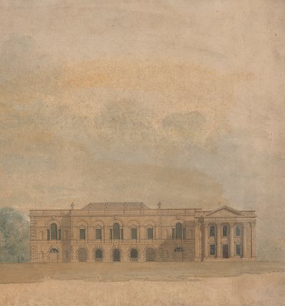 Forhøyning av et foreslått design for Cambridge Colleges av William Wilkins