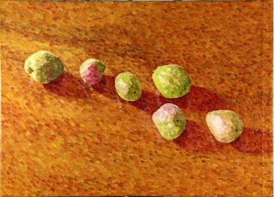 Still Life, Black Worcesters, 2013 (olje på lerret) av William Wilkins