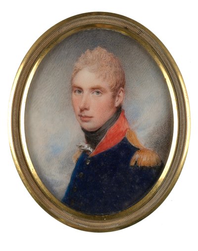 Kaptein (senere oberstløytnant) William Tyrwhitt-Drake (1785-1848), Royal Horse Guards, mai 1809 (miniatyr på elfenben) av William Wood