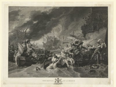 Sjøslaget ved Cape La Hogue, 1692 Slaget ved La Hogue (tittel på objekt) av William Woollett