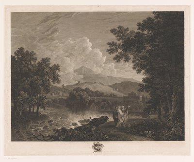 Landskap med Cicero på bredden av en elv nær villaen hans av William Woollett