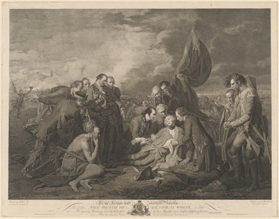 General Wolfes død av William Woollett after Benjamin West