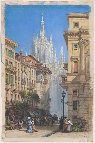 Duomoen i Milano fra en sidegate av William Wyld