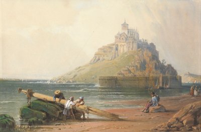 Utsikt over Mont St. Michel med figurer på stranden av William Wyld