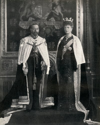 Kong George V og Queen Mary ved deres første åpning av parlamentet, 6. februar 1911, 1951. av William and Daniel Downey