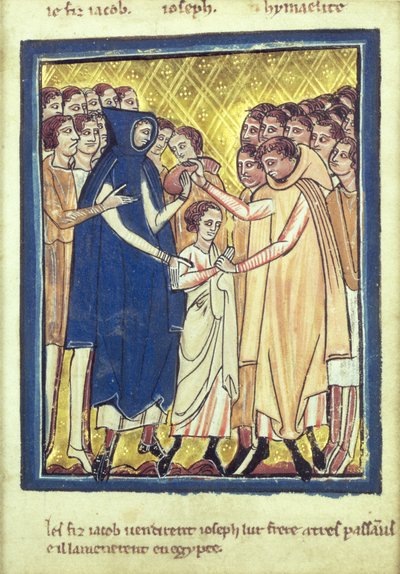 Joseph solgt av sine brødre, fra en bok med bibelbilder, ca. 1250 av William de Brailes  