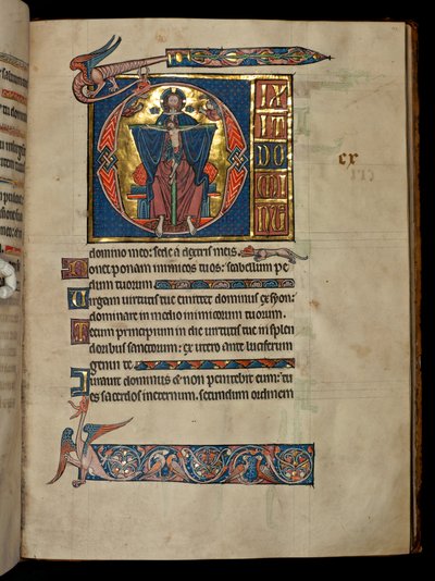 Ms 322 f.113r Salme 109, initial D, The Holy Trinity, illustrasjon fra 