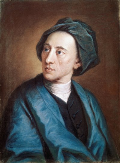 Portrett av den britiske poeten Alexander Pope i turban (olje på lerret av William Hoare