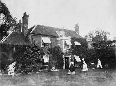 Krokket på plenen på Elm Lodge, Streatley, ca. 1870-tallet av Willoughby Wallace Hooper