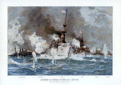 Slaget ved Santiago de Cuba, 3. juli 1898 1900. av Willy Stöwer
