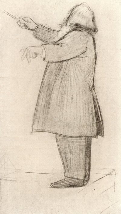 Johannes Brahms (1833-1897) tysk komponist, dirigering (tegning) av Willy von Beckerath