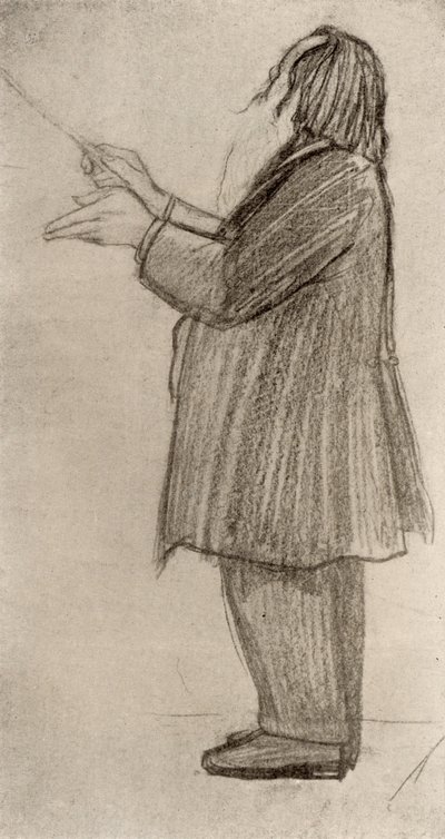 Johannes Brahms (1833-1897) tysk komponist, dirigering 9-tegning) av Willy von Beckerath