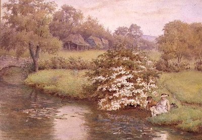 Barn som leker ved en strøm av Wilmot R.W.S. Pilsbury