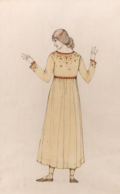 Selvportrett (penn og blekk med vask på papir) av Winifred Knights