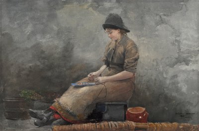 En Fishergirl agnliner av Winslow Homer