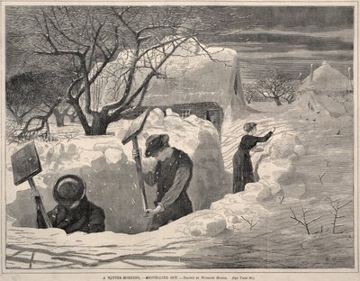A Winter Morning, - Shoveling Out, 1871. av Winslow Homer