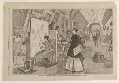 Kunststudenter og kopister i Louvre-galleriet, Paris av Winslow Homer