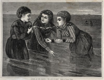 Bading ved Long Branch, - Oh, Aint it Cold!, 1871. av Winslow Homer