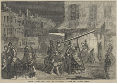 Boston Evening Street Scene, på hjørnet av Court og Brattle Streets av Winslow Homer