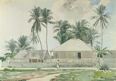 Hytter, Nassau, 1885 (wc og blyant på papir) av Winslow Homer