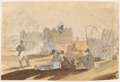 Campingvogn med overbygde vogner hviler [recto] av Winslow Homer
