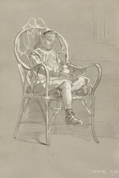 Barn sitter i kurvstol, 1874 av Winslow Homer