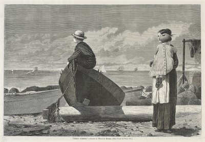 Dads Coming!, 1. november 1873 (tregravering på avispapir) av Winslow Homer