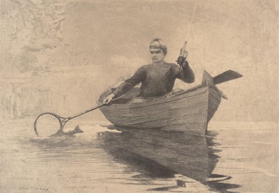 Fluefiske, Saranac Lake, 1889. av Winslow Homer