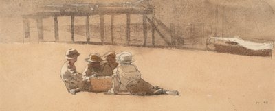 Fire gutter på en strand, 1873. av Winslow Homer