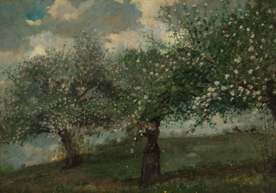 Jente som plukker epleblomster av Winslow Homer