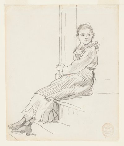 Jente sitter på en verandatrapp av Winslow Homer