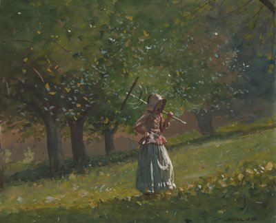 Jente med høyrive, 1878. av Winslow Homer